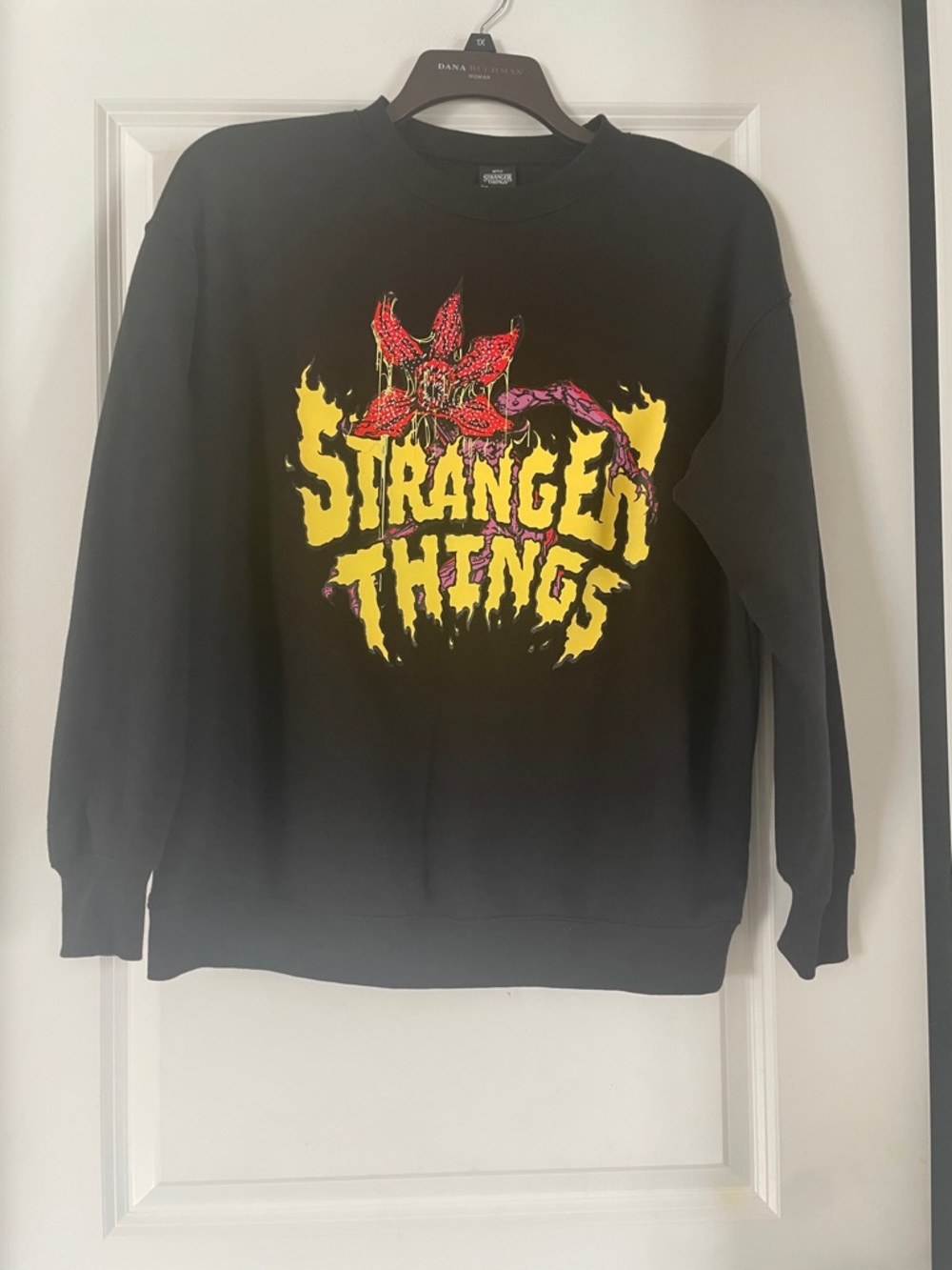 Stranger Things Logo Graphic Crewneck Sweater - Black